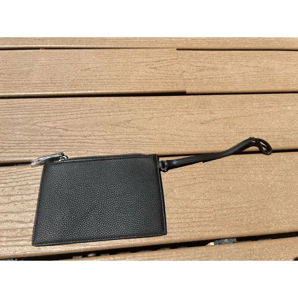 Rae Dunn Makeup Bag Zippered Pouch Tassel Black Spell Out Wristlet Cosmetic NWOT